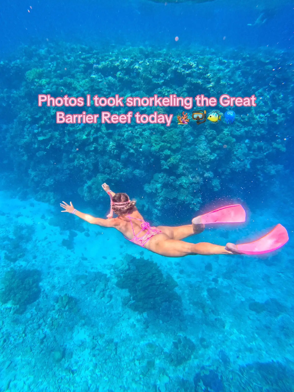 Snorkeling the Great Barrier Reef has been on my bucket list forever!!! Crossed it off today 🥹🤿🪸🐠🥰 #greatbarrierreef #VisitAustralia #Cairns #CairnsAustralia #snorkeling 