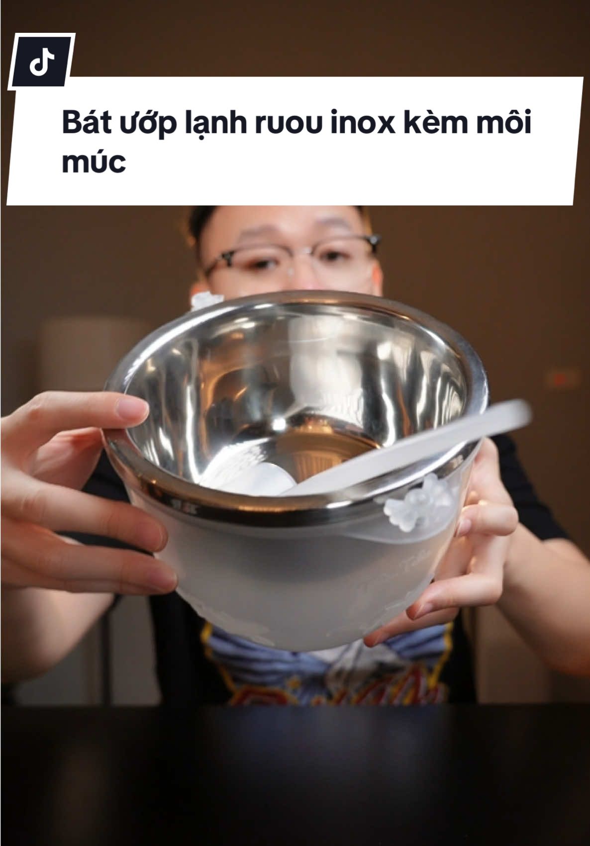 Bát ướp lạnh ruou inox kèm môi múc