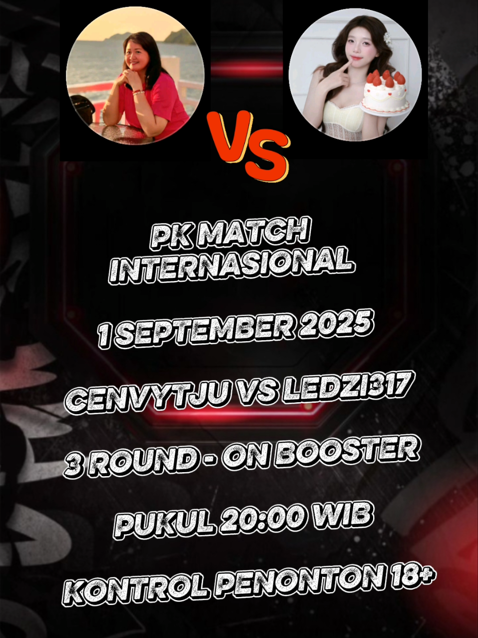 PK MATCH INTERNASIONAL 1/9/2025  🆔: cenvyju (torch_ID) 🇮🇩 🆚 🆔: ledzi317 (KOLSME) 🇻🇳 3 ROUND  pukul 20.00  ON BOSTER 18+ OFF #pk #pkagencysatujiwa #d_satu_jiwa #salamsatujiwa  @𝐅𝐫𝐚𝐧𝐬𝐢𝐬𝐜𝐚 ˢᵃᵗᵘ ʲⁱʷᵃ @🔥 𝕏₈₈ ˢᵃᵗᵘ ʲⁱʷᵃ🔥 @Jiuli Tju ˢᵃᵗᵘ ʲⁱʷᵃ @𝕒𝕟𝕕𝕪 ˢᵃᵗᵘ ʲⁱʷᵃ @cenvytju @ledzi317 