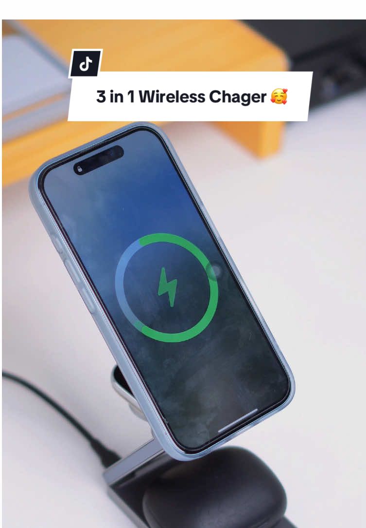 Charger Wireless 3in1, magnet nya kuat dan support fast charging 🥰 #vention #charger #chargerwireless #wirelesscharger #magsafecharger 