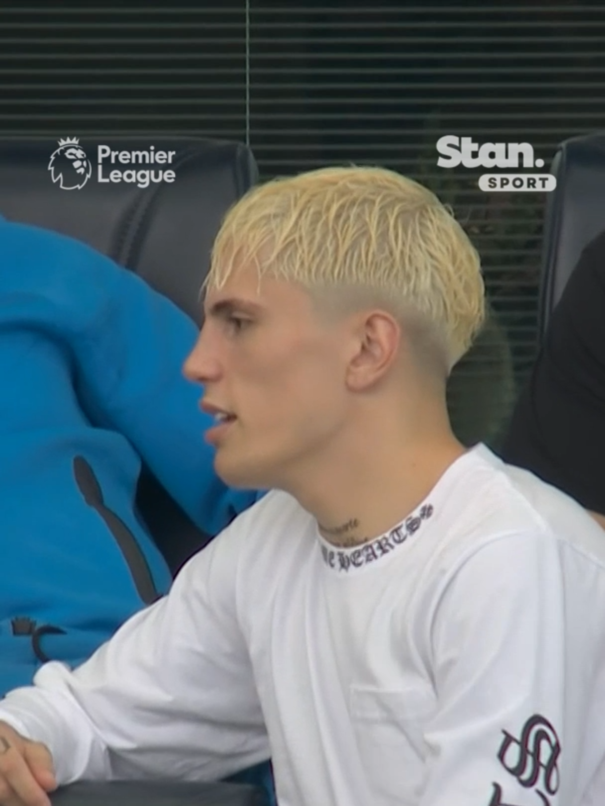 Alejandro Garnacho is in attendance at Stamford Bridge to watch Chelsea, ahead of his move to the Blues 🔵 @Alejandro Garnacho  ↳ Premier League. Live & On Demand with 4K on Football’s New Home, Stan Sport. Stream now. #StanSportAU #PremierLeague