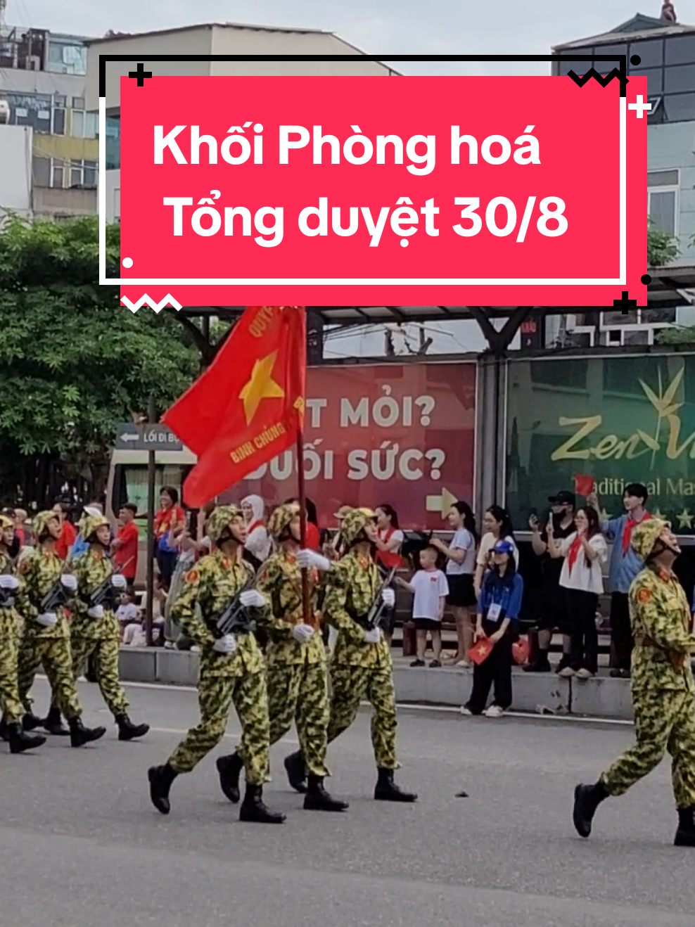 Khối Phòng hoá tổng duyệt 30/8. Chú bộ đội nào thấy cái biển Binh chủng hoá học nhóm c thiết kế xinh thì check in tag tên c nha 😆😆😆 #binhchunghoahoc #chubodoi #a80 #tongduyetdieubinh #xuhuong 