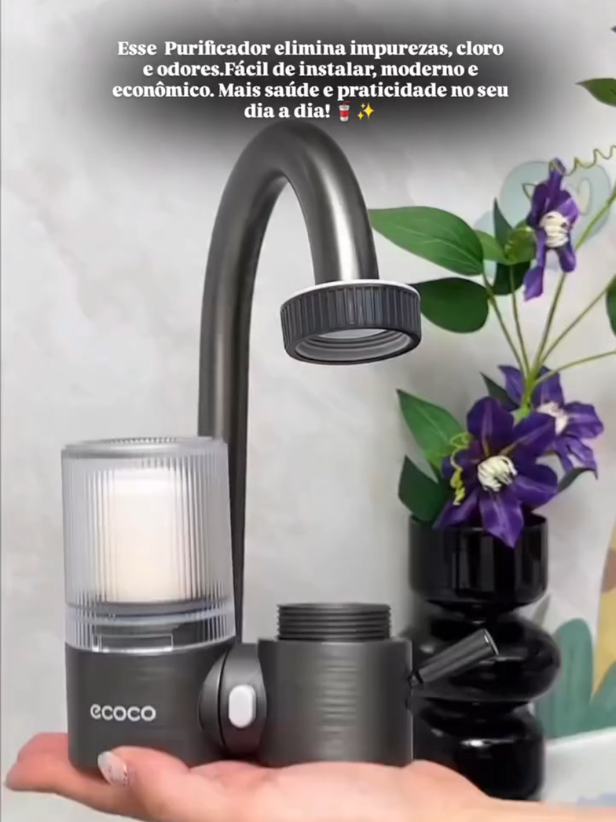 O Purificador elimina impurezas, cloro e odores. Fácil de instalar, moderno e econômico. Mais saúde e praticidade no seu dia a dia! 🥤✨