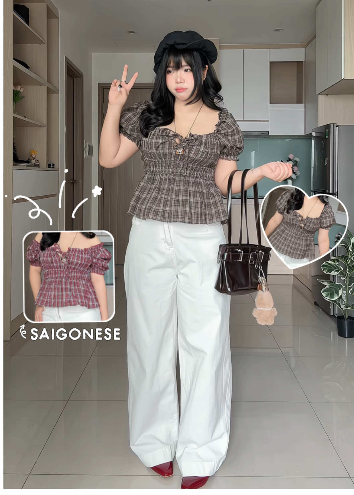 60kg | Babydoll linen bo chun co giãn caro #SGES 🤎❤️ #mochei #review #fyp 