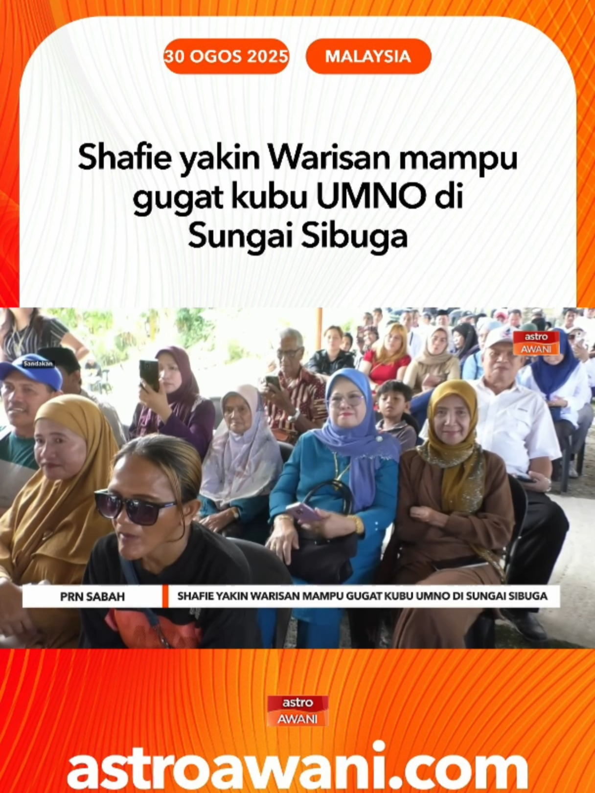 Presiden Warisan, Datuk Seri Mohd Shafie Apdal, yakin parti itu mampu menggugat penguasaan UMNO di DUN Sungai Sibuga, kerusi yang dipegang UMNO selama 31 tahun. #AWANInews