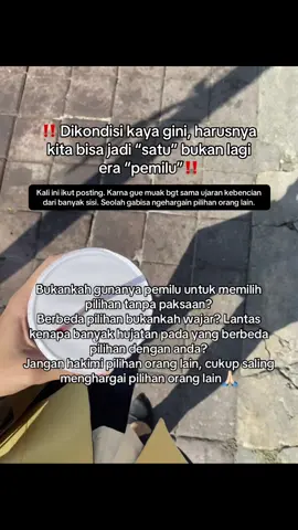 Maaf bgt gue agak muak sama banyak ujaran kebencian🙏🏻 pdhl gue gapernah juga buat benci sama pemilih yg beda sama gue. Haarusnya jadi satu coy! Sesama rakyat kok malah saling benci. #stopujarkebencian #rakyatbersuara #rakyatharusdamai #indonesiadamai 