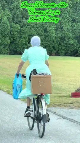 An older Mennonite lady rides her bike down 897 in Lancaster county Pennsylvania- Amish Country #foryoupage #amish #fyp #lancaster #trending 