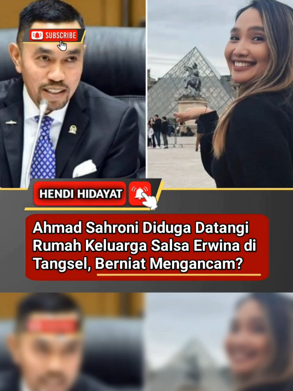 AHMAD SAHRONI DATANGI RUMAH SALSA ERWINA😱 Anggota DPR RI Ahmad Sahroni dikabarkan mendatangi rumah keluarga influencer Salsa Erwina di Pamulang, Tangerang, Banten. Hal ini disampaikan langsung oleh Salsa lewat video yang diunggah ke TikTok, Rabu (27/8). Salsa sendiri tinggal jauh dari keluarganya di Aarhus, Denmark untuk bekerja sebagai salah satu karyawan di perusahaan besar di sana. 