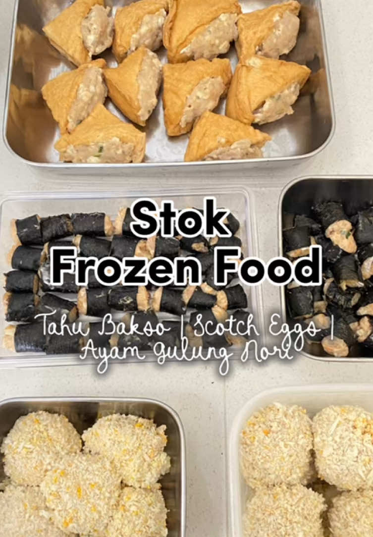 1 adonan bisa untuk 3 varian menu 😍🥰 Stok Frozen Food buat bekal minggu ini :  - Tahu Bakso - Scotch Eggs  - Ayam Gulung Nori  #fyppppppppppppppppppppppp #frozenfood #homemade #bekalanak 