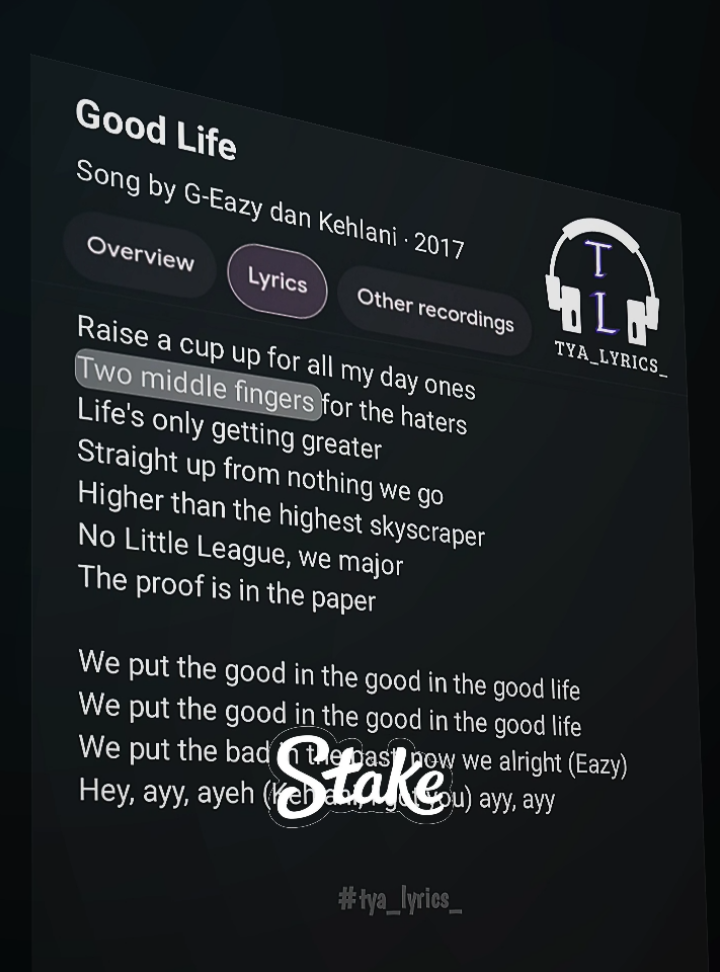 Good Life || Lyrics 🎧🎶  . . . #goodlife #lyrics #song #fyp #tya_lyrics_ 