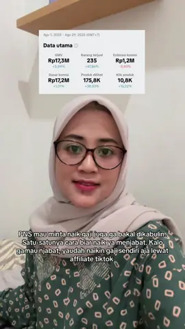 Meskipun komisinya masih 1 juta  perbulan, semoga suatu saat bisa 1 juta per hari 🫶🏻 #kontenpns #pns #pnslife #affiliatetiktok #fypシ゚ 