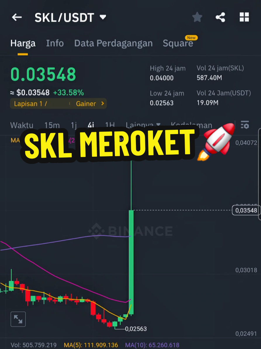 SKL Menguat lebih dari 30% dalam 24 jam terakhir📈 #skl #altcoin #crypto #alt #pump 