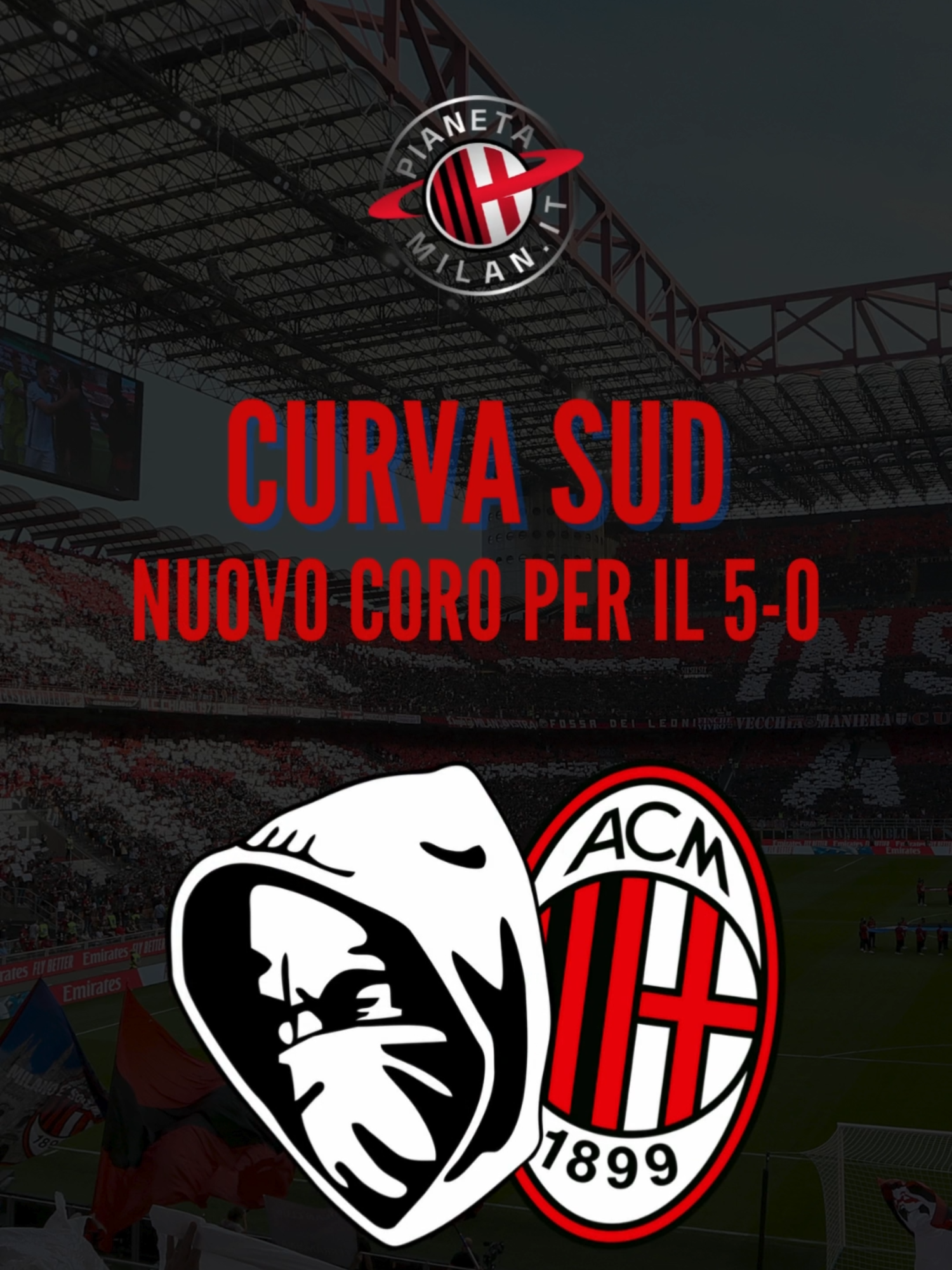 Ieri sera la #CurvaSud ha cantato e ha debuttato il nuovo coro sfottò per il 5-0 nerazzurro in finale 🖐 Una rivisitazione, diciamo 😂🔴⚫ #Milan #ACMilan