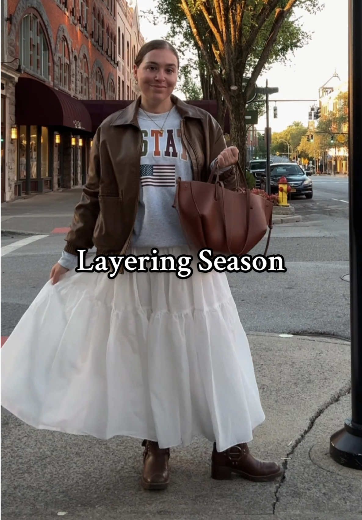 A chilly morning in upstate NY means layering season is officially here 🥰🍂 #transitionalstyle #layeringoutfits #autumnfashion 