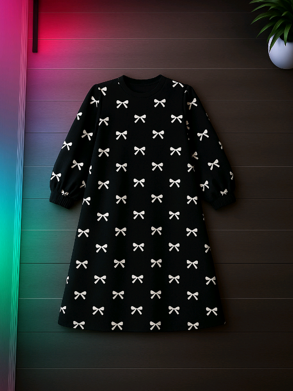 Tunik Wanita Knit Pita Printing Premium Muslim Atasan Nyaman KnitWear Panjang  #fyp  #belilokal  #tunik 