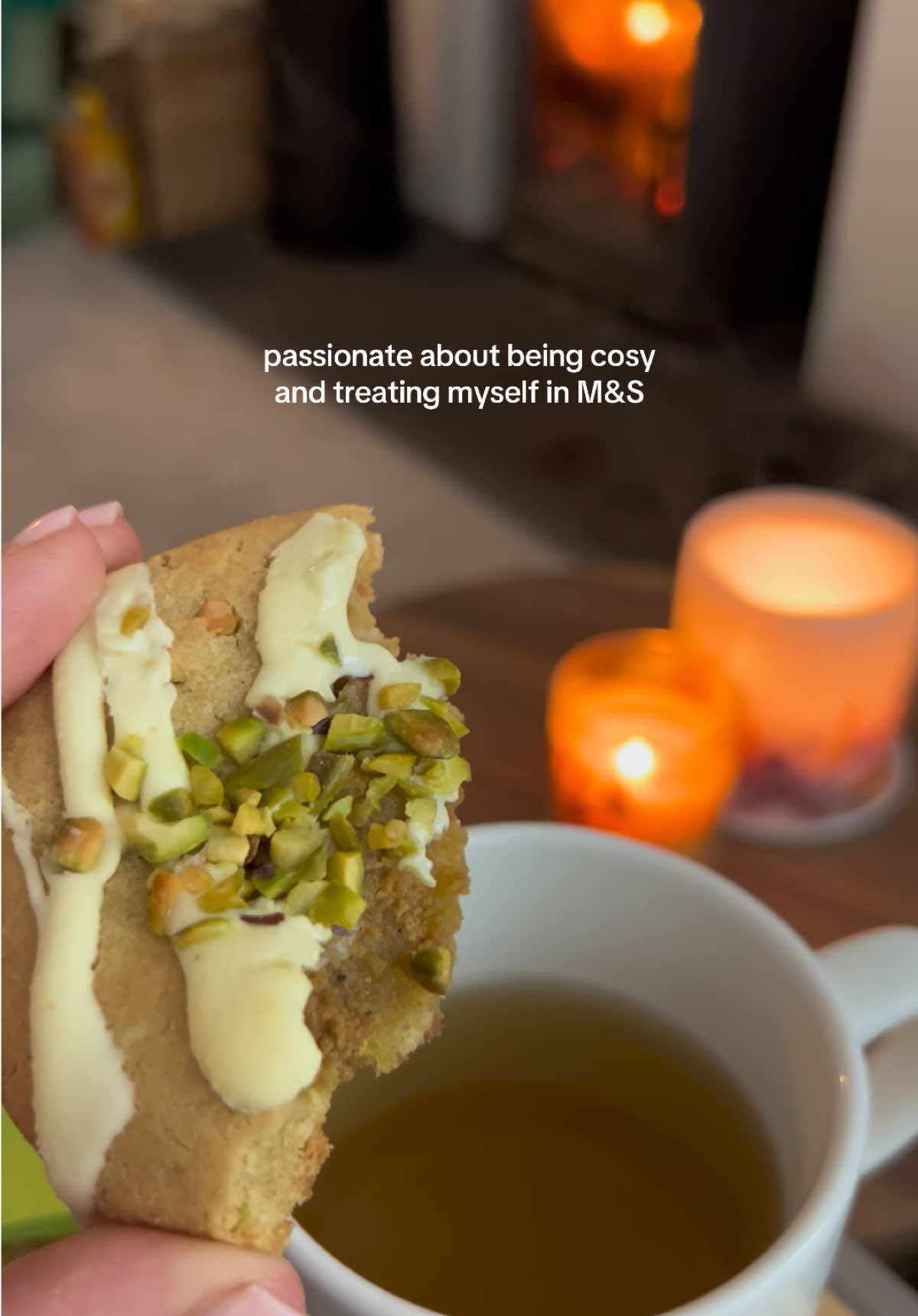 first stove of the season, rainy day and a fat cookie 🤌🏼 @Marks & Spencer 