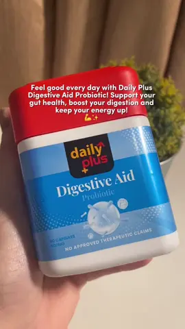 Feel good every day with Daily Plus Digestive Aid Probiotic! Support your gut health, boost your digestion and keep your energy up! 💪✨  ✨ Supports healthy digestion ✨ Reduces bloating & gas ✨ Boosts immunity & gut health ✨ Promotes regularity & nutrient absorption Disclaimer: 