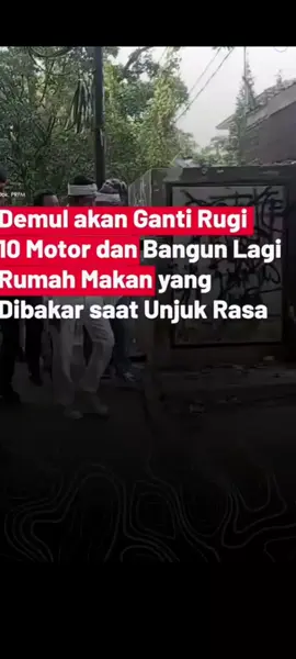 GUBERNUR JAWA BARAT KDM BERJANJI AKAN GANTI RUGI 10 UNIT MOTOR DAN PASILITAS LAINNYA RUMAH MAKAN YANG DIBAKAR OLEH MASSA DAN MEMBERIKAN UPAH KERJA KARIAWAN SELAMA TAHAP PEMBENAHAN BANGUNAN BERJALAN 