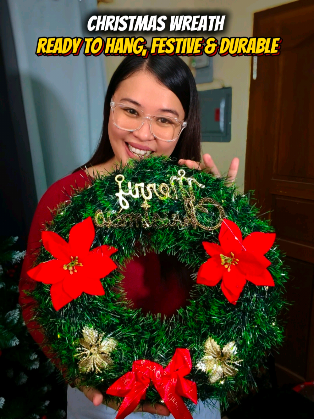 Replying to @shaquinoviva  Complete your holiday setup with this Christmas Wreath — perfect for your door, window, or wall decorations. Ready-to-hang with 