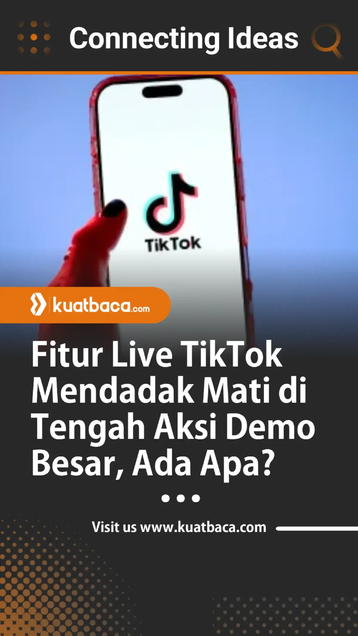 Fitur siaran langsung atau live platform media sosial TikTok mendadak tidak bisa digunakan. Dalam fitur tersebut muncul tulisan 