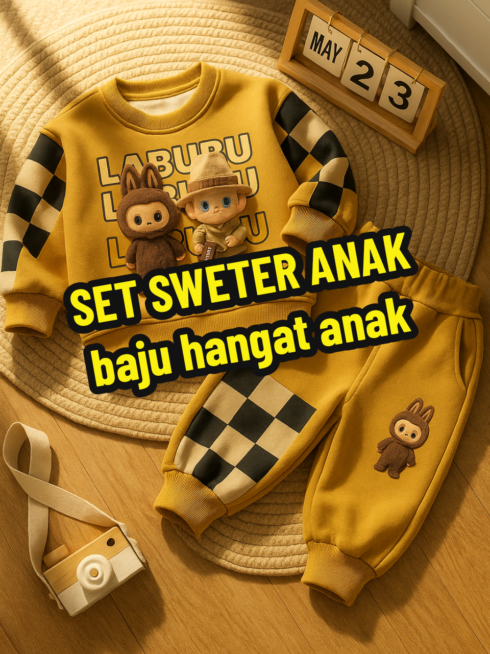 SET BAJU HANGAT SWETER DAN CELANA JOGER ANAK LABUBU rekomendasi untuk usia 1-6 tahun #promoguncang99 #MYoutoutfit #setelansweater #bajuanak #fashionanak 
