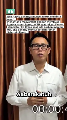 Mungkin pak eko kaget liat rumah sahroni dijarah jadi akhirnya muncul dan minta maaf. 🙂‍↕️