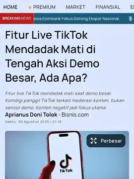 Fitur siaran langsung atau live platform media sosial TikTok mendadak tidak bisa digunakan. Dalam fitur tersebut muncul tulisan 
