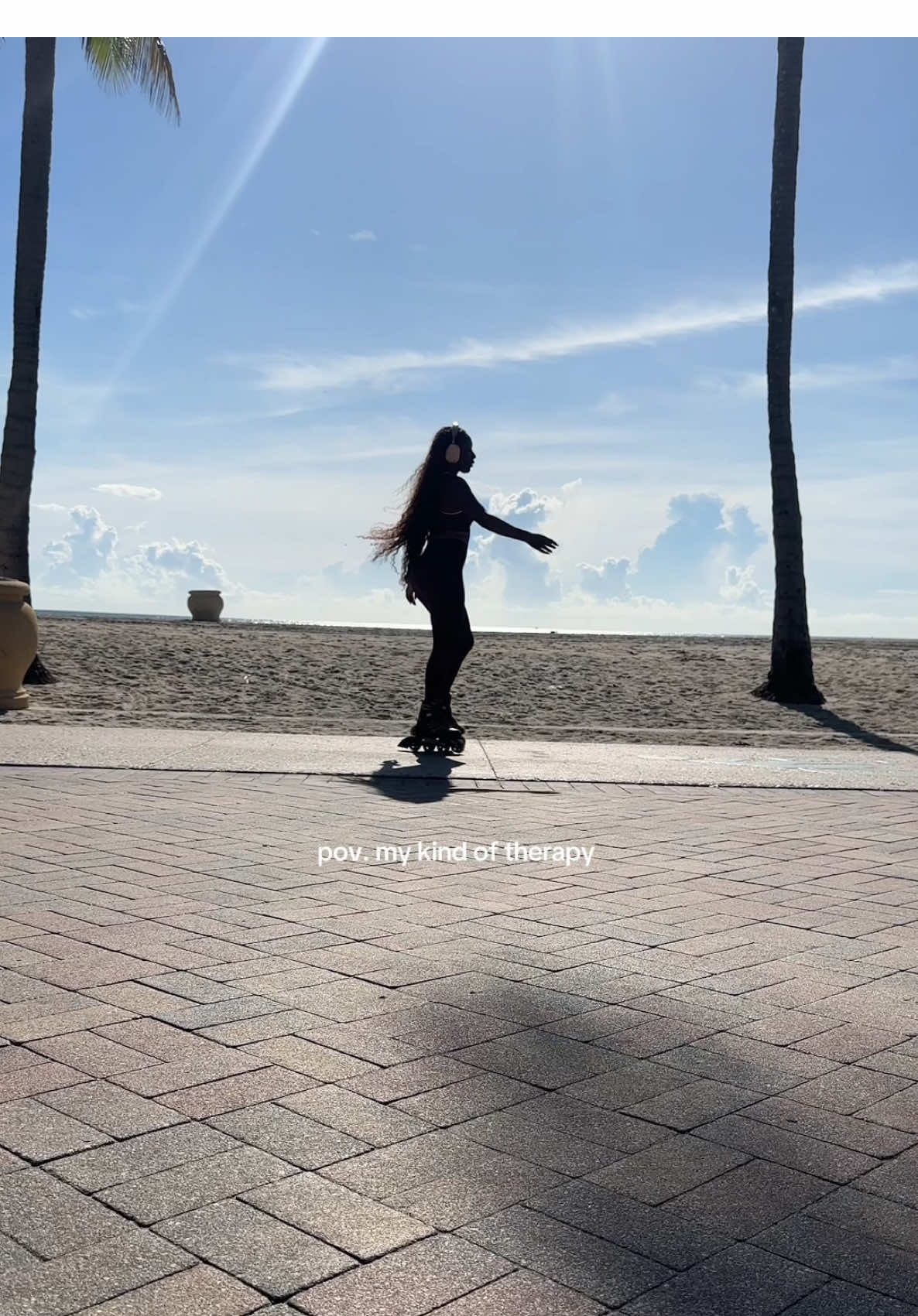 My kind of therapy 🤌🏾👌🏾 Rollerblading on the beach board walk 🤌🏾