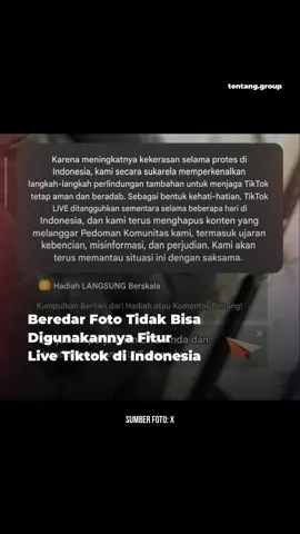 Beredar Foto Tidak Bisa Digunakannya Fitur Live Tiktok di Indonesia - Tulis Pendapat dan Komentar Mu di Bawah!