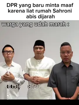 dari kemaren kemana aja🤣🤣🤣🤣 giliran masyarakat dah marah baru minta maaf, kenapa? takut rumahnya di grusuk juga ya🤣 btw minta maaf aja ga cukup, harus mundur jadi jabatan! orang ga kompeten begini kocak! #jarah #kocak #demo #dpr  #sahroni