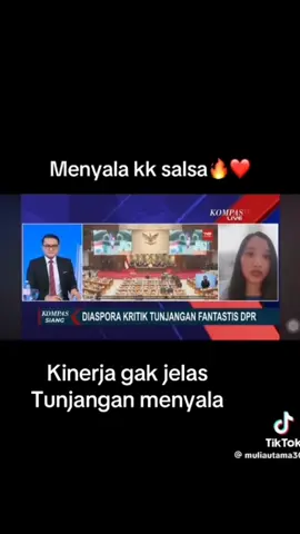 Salsa Menyala! Diaspora Kritik Tunjangan Fantastis DPR di Kompas TV Tanpa takut, Salsa Erwina bersuara lantang soal tunjangan DPR yang dinilai tak masuk akal di tengah kesenjangan ekonomi rakyat. Kritik tajam dari luar negeri, tapi demi keadilan dalam negeri. #salsaerwina  #dpr  #tunjangandpr #kompastv  #demo 