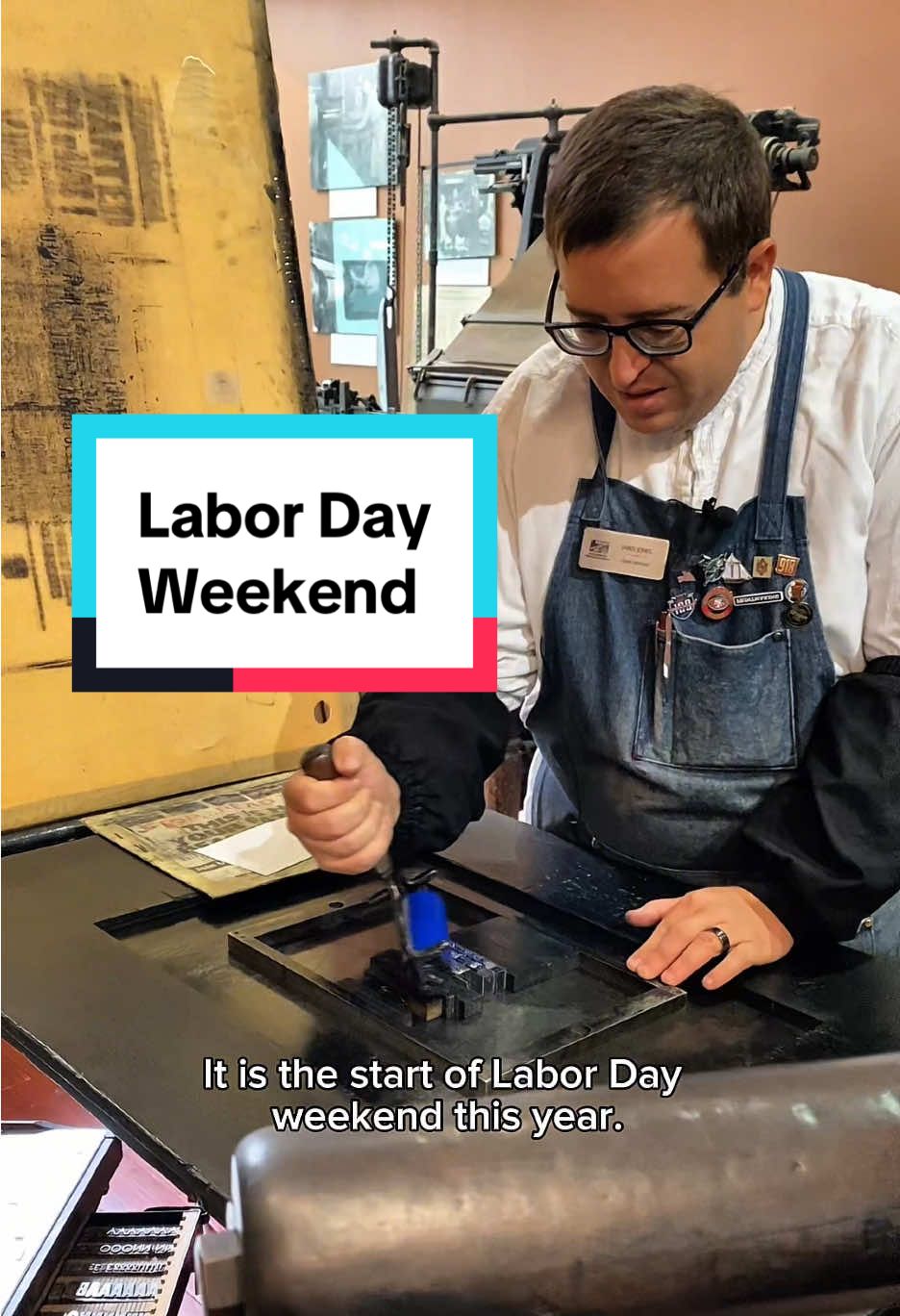 Happy Labor Day Weekend from all of us at the Sacramento History Museum! In honor of the weekend, Jared letterpress printed the union label, in different sized bugs, for the Allied Printing Trades Council, which had its beginnings in Sacramento since the 1890s. These bugs are cast in type metal (lead alloy) and are from the Bill Skarles Collection. These were used to show that the prints were made in a union printing office. The text below, typeset in 30 point Caslon, states, “ Look for the union label.” This was printed with blue rubber base ink using our Washington hand press. #SacHistoryMuseum #laborday #labordayweekend #museum #printing          