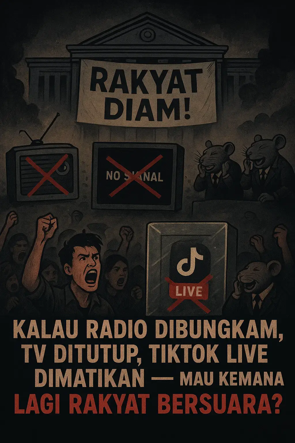 MAU SAMPAI KAPAN GAK ADA TINDAKAN SAMA SEKALI !!!  “Radio dibungkam, TV dimatikan, TikTok Live ditutup… suara rakyat mau diarahkan ke mana lagi? Kalau semua akses ditutup, berarti mereka benar-benar takut sama suara rakyat kecil. 🚫📺📻📱” #suararakyat #Tiktoklive #UMKMBerjuang#tolakpembungkaman #SaveUMK