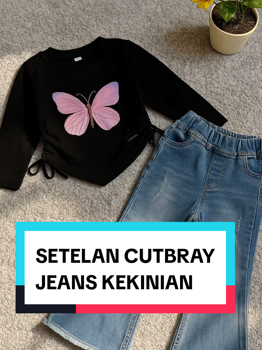 SETELAN CUTBRAY JEANS KEKINIAN / CELANA CUTBRAY ANAK PEREMPUAN / KAOS COMBED SERUT MOTIF SABLON 1-12 TAHUN..!!#setelananak #bajuanak #bajumurah #abcxyz #fyp 