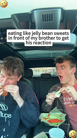 Eating like jelty bean sweets in front of my brother to get his reaction #funny #fyp #happy #foryou #scareprank #prank 