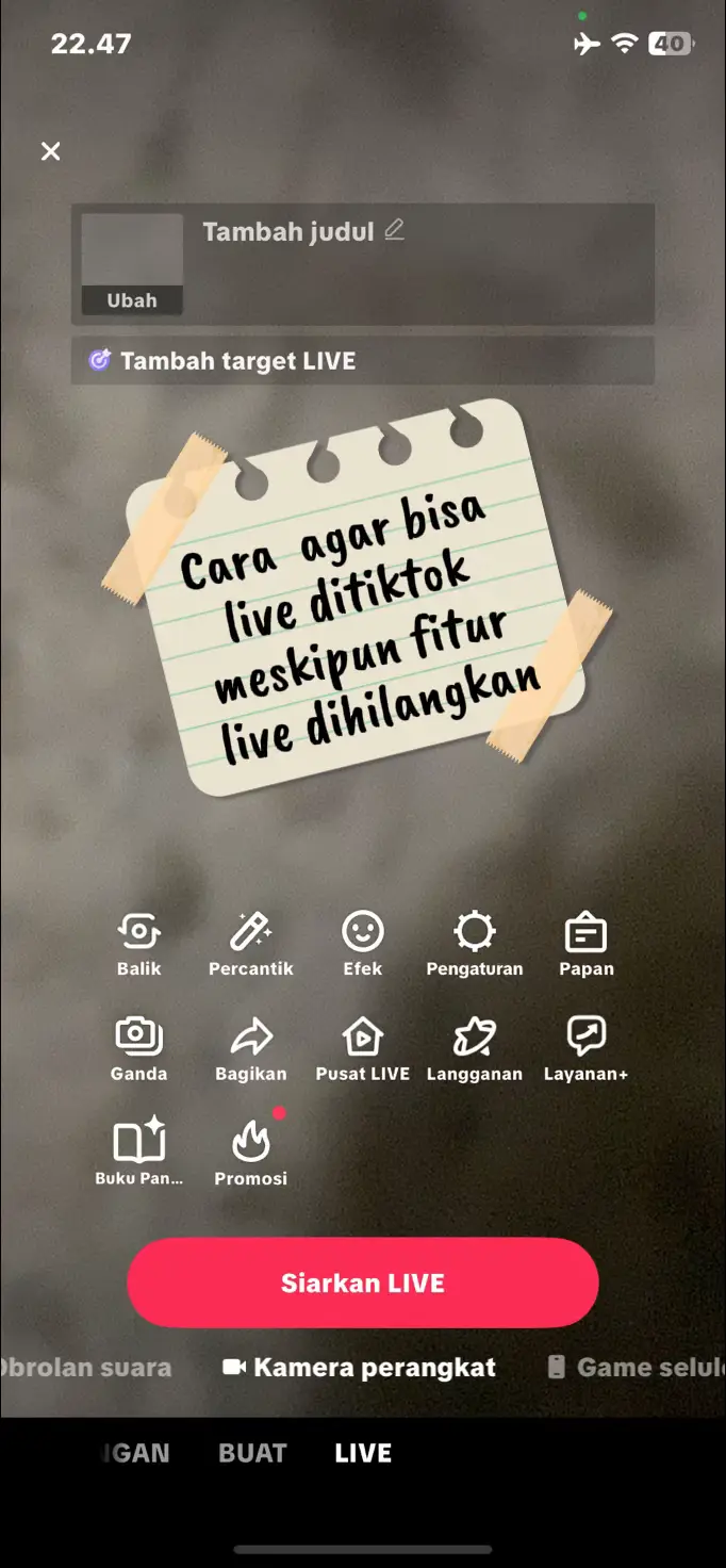 Bisa dicoba buat yang mau live 🙇🏼‍♂️ #livetiktok #fiturlivehilang #fiturlive #caralive #caralivetiktok 