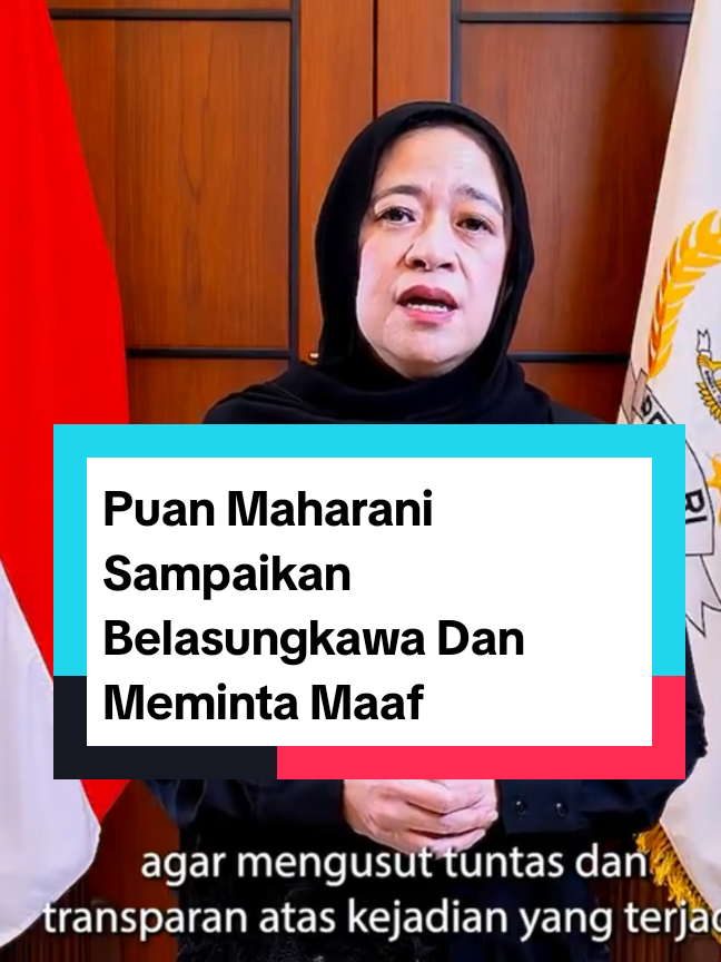 Ketua DPR RI Puan Maharani menyampaikan rasa belasungkawa kepada almarhum Affan Kurniawan Korban yang T3was Dilindas Mobil Baracuda Brimob pada aksi demo 28 Agustus 2025. Puan menambahkan, DPR juga meminta maaf kepada masyarakat karena belum maksimal dalam menjalan tugas sebagai wakil rakyat dan berjanji bakal mengawal insiden yang menewaskan Ojol Affan Kurniawan sampai tuntas. #puanmaharani #dpr #demo #indonesia🇮🇩 #fyp #afan #ojol #pemerintah #politics #rakyat #massa #korban 
