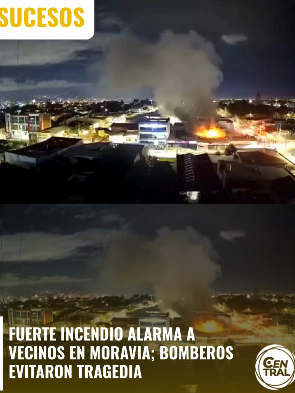 #Sucesos | Fuerte incendio alarma a vecinos en Moravia; Bomberos evitaron tragedia Un incendio en una estructura se registró en San Vicente de Moravia, a 25 metros al este de la Municipalidad. La emergencia provocó la intervención inmediata de varias unidades del Cuerpo de Bomberos. El fuego fue controlado en el lugar y se evitó su propagación a inmuebles aledaños. Hasta el momento no se reportan personas afectadas. Recuerde sintonizar #CentralNoticias de lunes a viernes a las 2 p.m. en Central Ahora y nuestra edición estelar a las 8 p.m. por Gente Opa #Canal38. Disponible en 20 digital de Liberty, 701 Telecable, 038 TIGO, 38 KaTV, 2110 Kölbi, 38 Claro IPTV, Cable Caribe análogo 54 y 277 IPTV, KTV-IPTV canal 38, Cable Plus canal 10 / digital 49.1 y Colosal en el canal 38 análogo y digital. #Incendio #Moravia #Bomberos #Emergencia #CentralNoticias