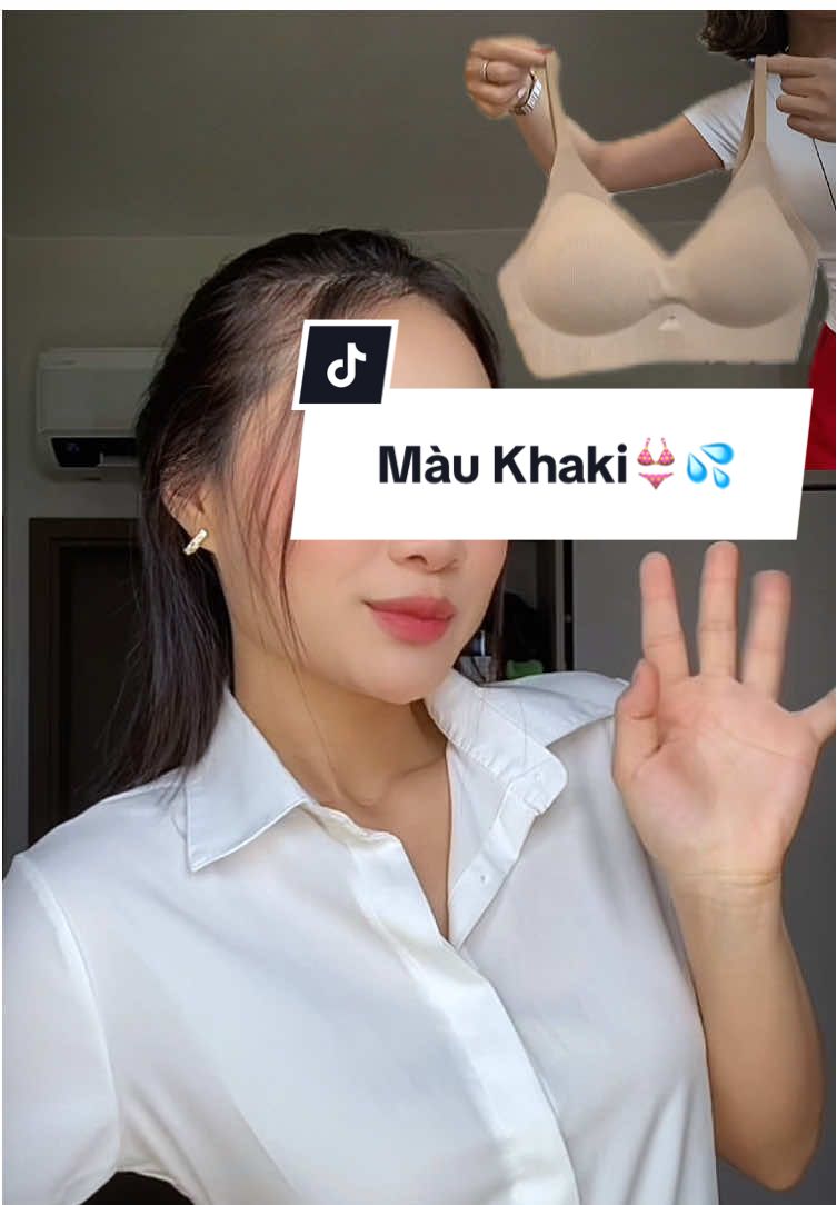 Màu Khaki mặc áo trắng tanhinh 🥹👙thiệttttt 💦#visecretbra #ngoc_guthoaimai #aosomi #aodai #aothun 