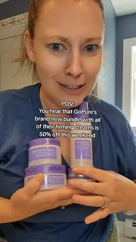 Exactly how I reacted when I found out 😂 I have no idea how they are pulling off their 50% off sale on their new Body Confidence Bundle that includes clues their arm cream, butt and thigh cream, neck cream AND belly cream...y'all  better run 🏃‍♀️  #gopurebeauty #gopure #cleanskincare #skincareover30 #tiktokshoplabordaysale 
