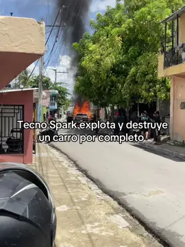 Tecno Spark explota y destruye un carro por completo #fyp #parati #humor #parati #estadosparawhatsapp 