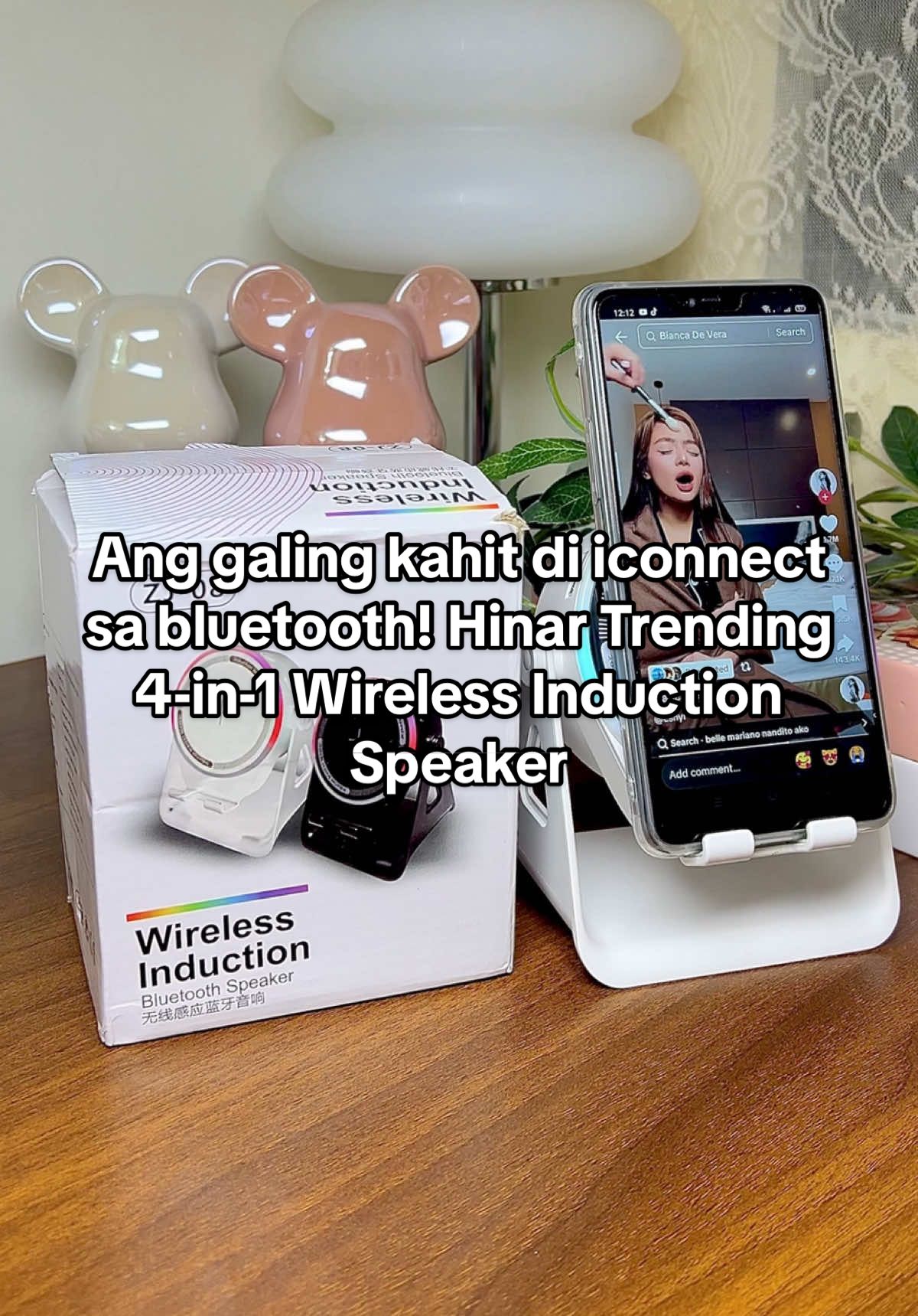 Ang galing kahit di iconnect sa bluetooth! Hinar Trending 4-in-1 Wireless Induction Speaker (Phone Holder, Bluetooth or Induction Speaker, Power Bank) #hinar #inductionspeaker #speaker #bluetoothspeaker #wielessspeaker 