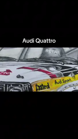 Audi Quattro réalisation Format A3 aux crayons et feutres marqueurs