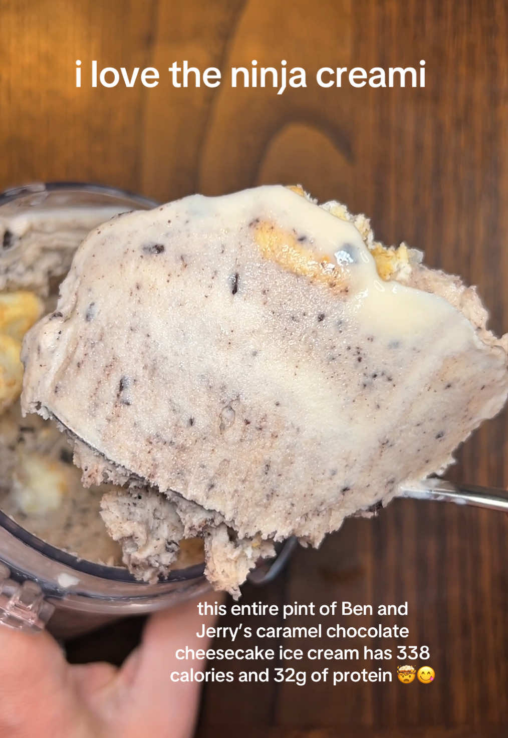 338 calories 32g protein (for the entire pint, toppings/mix-ins included) Caramel Chocolate Cheesecake Protein Ice Cream 😋🍦 Original recipe from my Recipe Book Check out the link in my bio for my Creami Recipe Books with over 140 recipes like this one! Follow me for more @Ninja Kitchen Creami and Swirl recipes! Code FPF to save on @Prime Bites Protein Treats @Hormbles Chormbles @Fuul Snacks  • • • • #ninjacreami #proteinicecream #highprotein #healthy #fpf 