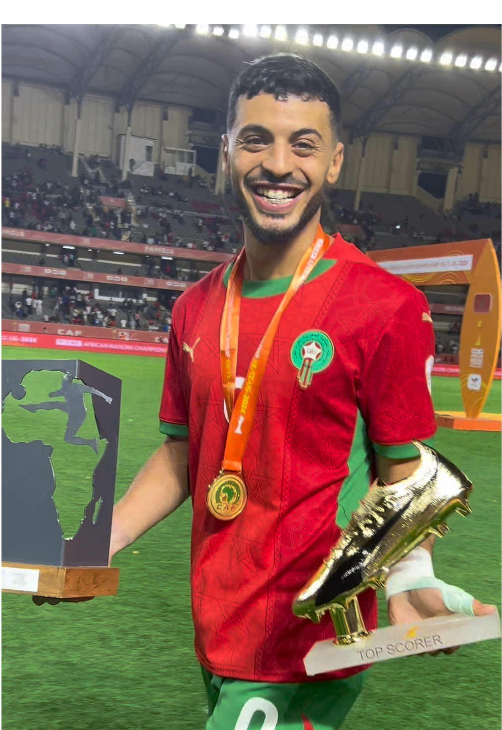 Oussama Lamlioui est élu TotalEnergies Man of the Match ! Mérité 👏 🏆 #TotalEnergiesCAFCHAN2024 #Maroc #morocco #footballtiktok #africa 