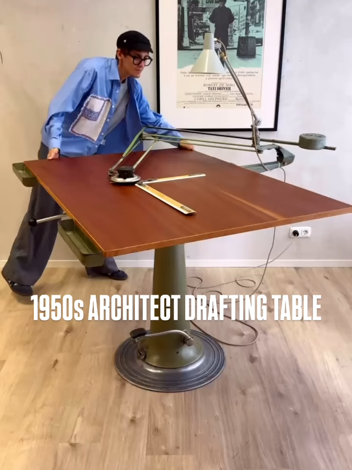 f you have this at home, you’ve won the vintage lottery. #vintagehome #vintagedraftingtable #drawingtable #architects #kitcheninspo #workingfromhome #vintageoffice #nostalgia