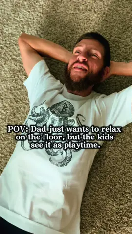 Once dad or mom lays on the floor, it’s game time for the kids 🥲🥲 #kids #parent #couple #funny 
