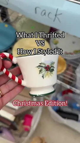 When I started happening upon red/green and actual Christmas teacups and saucers, of COURSE I had to recreate my little teacup candle holders! These are so sweet for the holidays and would be adorable styled on any dining room table, or for a fun Christmas TEA PARTY! This is an especially great craft for those teacups you find that are mismatched, chipped or cracked, as many of these sadly were. But not they have a new life, and I adore how whimsical they are! 🎄🎄 . . . #thriftflip #thrifttok #thriftedhome #christmascrafts #christmasdiy 