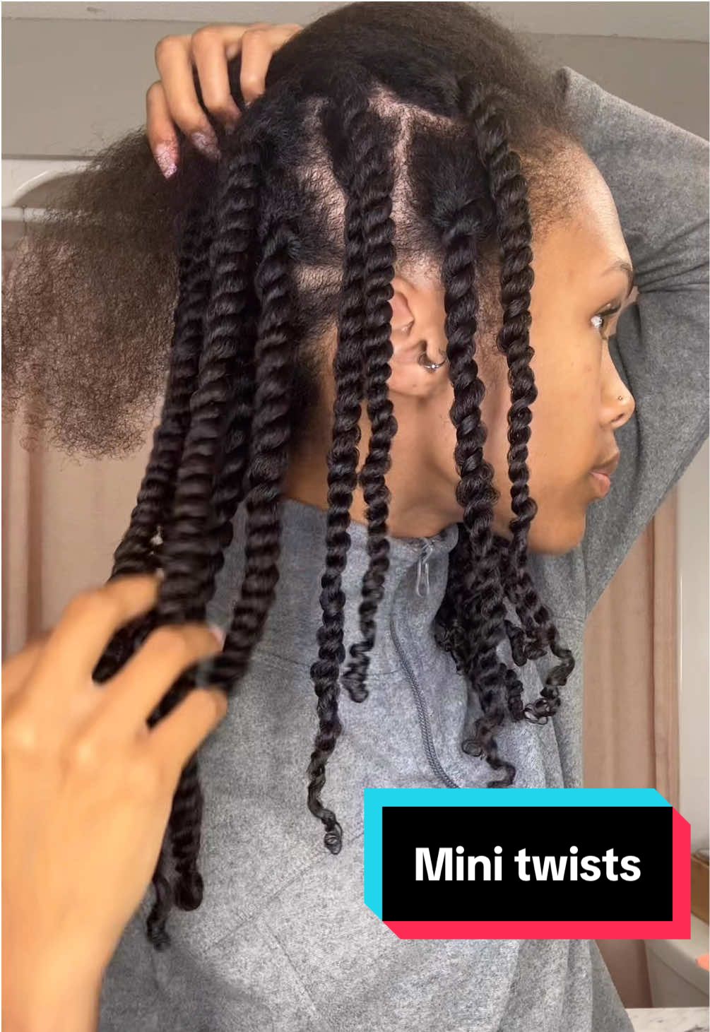 #minitwists on blow dried hair using my Goddesss Curls leave-in 🖤 I haven’t done smaller twists like these in a while, but I wanted a really defined twist out for later. Easy 2 in 1 style. Will show the take down in another video. Check out my products: link on my page or goddessscurls.com 😘  #naturalhair #twists #twistout #twostrandtwist 