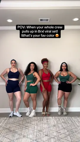 When your whole crew pulls up in Brxl viral set… What’s ur fav color 💙❤️🖤💚 @Sara Pereira@Alyssia K. @Coco🤍 @Ashley Argueta  #brxl #fyp #matchingset #tiktokmademebuyit #TikTokFashion 